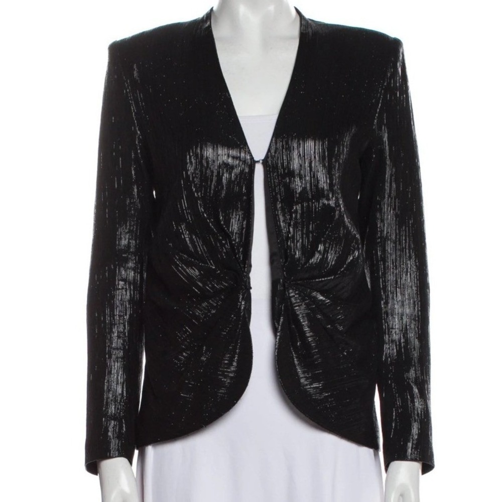 Smythe Ruched Top in Black Lame Glam Edgy Romantic Luxury Flirty French Siren 2 - Picture 2 of 12